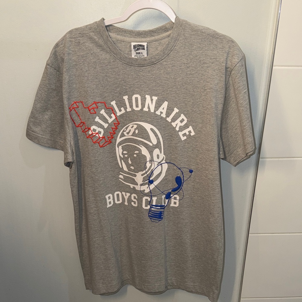 Billionaire Boys Club Gray Tee with Red and Blue Accents